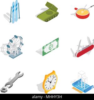 Money available icons set, isometric style Stock Vector