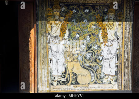 makulana temple pothubowa mawathagama north west province sri lanka Painting on the base of Buddha statue Stock Photo