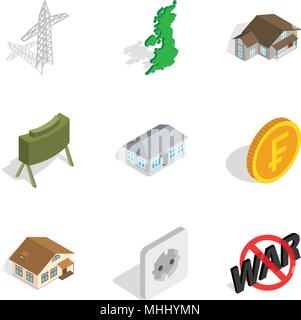 Monetary supply icons set, isometric style Stock Vector