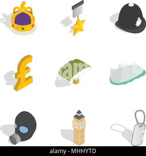 Broad money icons set, isometric style Stock Vector