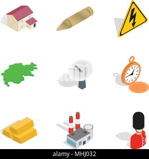 Money investment icons set, isometric style Stock Vector