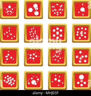 Molecule icons set red square vector Stock Vector