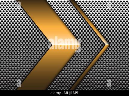 Abstract gold arrow on metal circle mesh design modern luxury ...
