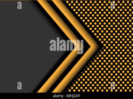 Abstract yellow black line arrow with gray blank space on circle mesh pattern design modern luxury futuristic background vector illustration. Stock Vector
