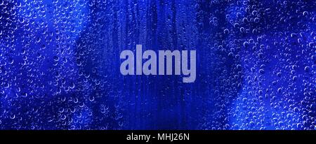 Car Wash Wet Blue Banner. Water Drops Backdrop. Stock Photo