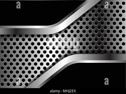 Abstract silver black overlap metal circle mesh pattern design modern luxury futuristic background vector illustration. Stock Vector