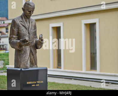 Nikola Tesla statue in Andricgrad, Visegrad, Bosnia & Herzegovina Stock Photo