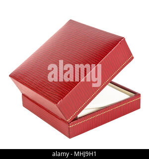 Red rectangular ring box on white background Stock Photo