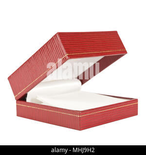 Red rectangular ring box on white background Stock Photo