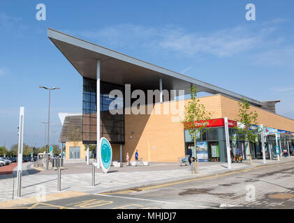 Modern architecture buildings at Orbital Shopping Park developed by British Land, north Swindon, Wiltshire, England, UK Stock Photo