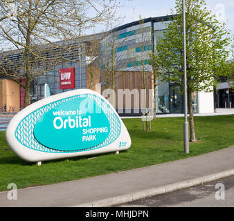 Modern architecture buildings at Orbital Shopping Park developed by British Land, north Swindon, Wiltshire, England, UK Stock Photo