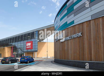 Modern architecture buildings at Orbital Shopping Park developed by British Land, north Swindon, Wiltshire, England, UK Stock Photo