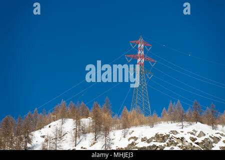 Electric Power Lines connector high voltage electicity Stock Photo