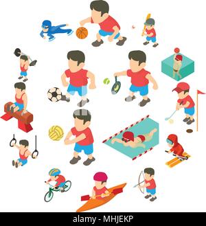 Sport icons set, isometric style Stock Vector