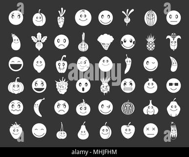 Emoji icon set grey vector Stock Vector