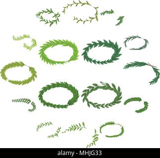 Laurel wreath icons set, isometric style Stock Vector