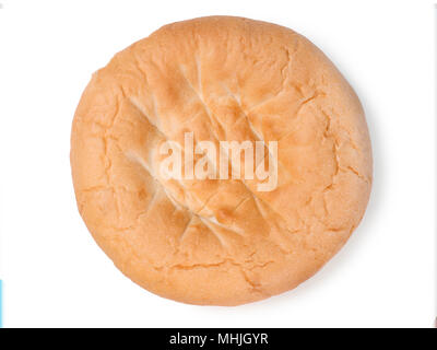 Round pita top view. Isolated on white, clipping path included Stock Photo