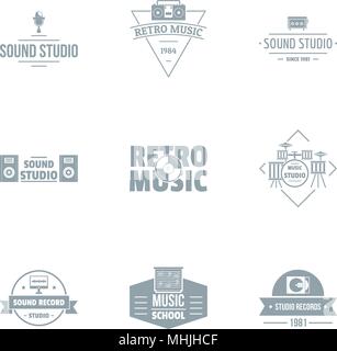 Piece of music logo set, simple style Stock Vector