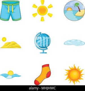 Mild weather icons set, cartoon style Stock Vector