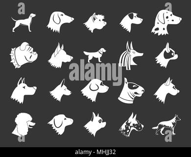 Dog icon set grey vector Stock Vector