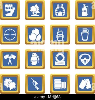 Paintball icons set blue square vector Stock Vector