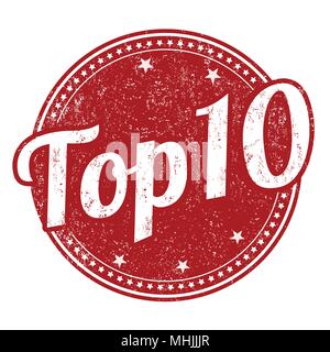 Top 10 grunge rubber stamp on white background, vector illustration Stock Vector