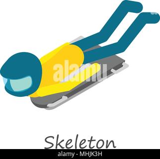 Skeleton icon, isometric style Stock Vector