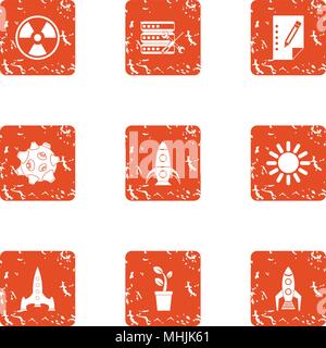 Startup factory icons set, grunge style Stock Vector