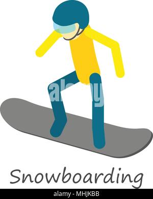 Snowboarding icon, isometric style Stock Vector