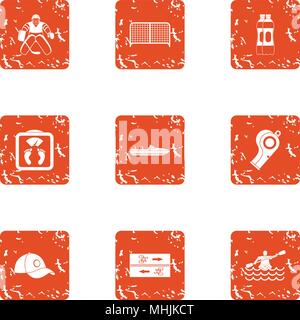 Competitive icons set, grunge style Stock Vector
