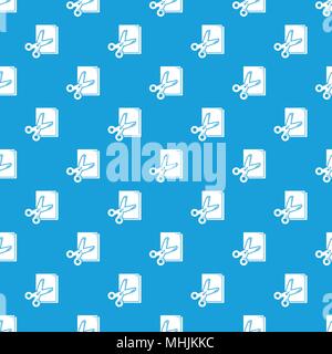Scissors paper pattern vector seamless blue Stock Vector