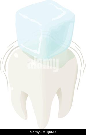 Cold ice on tooth icon, isometric style Stock Vector