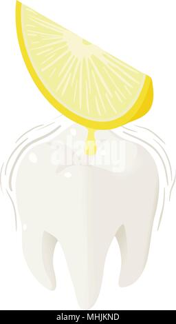 Lemon juice on tooth icon, isometric style Stock Vector
