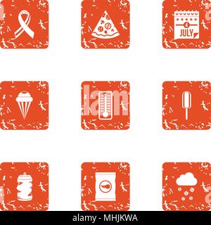 Weaken icons set, grunge style Stock Vector