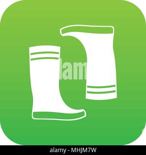 Rubber boots icon digital green Stock Vector