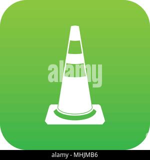 Traffic cone icon digital green Stock Vector