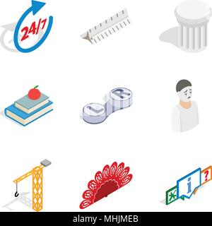 Remarkable work icons set, isometric style Stock Vector