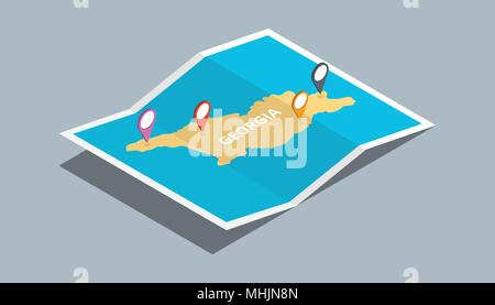 explore georgia maps with isometric style and pin location tag on top Stock Vector