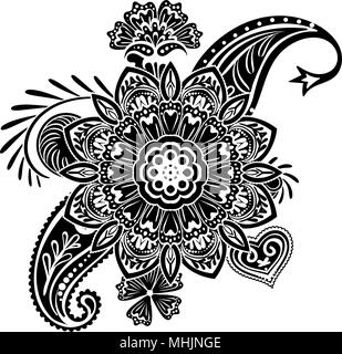 Henna tattoo flower template. Mehndi style. Set of ornamental patterns in the oriental style. Stock Vector