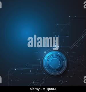 Vector illustration design, digital eyeball and line on circuit board. High tech computer, science technology. Abstract futuristic communication Stock Vector