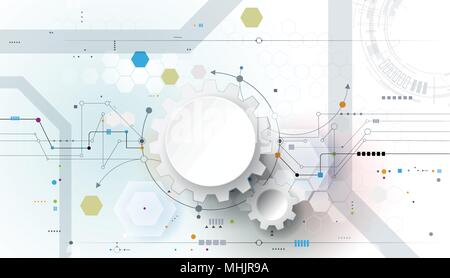 Vector illustration gear, wheel and circuit board, Hi-tech digital technology and engineering, Modern digital telecoms technology concept. Stock Vector
