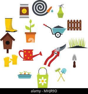 Gardening icons set, flat styl Stock Vector Image & Art - Alamy