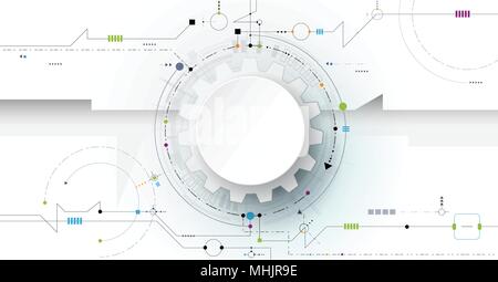 Vector illustration gear, wheel and circuit board, Hi-tech digital technology and engineering, Modern digital telecoms technology concept. Stock Vector