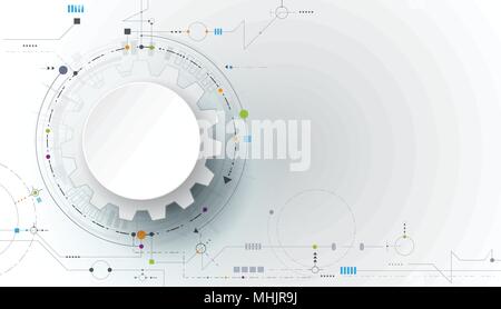 Vector illustration gear, wheel and circuit board, Hi-tech digital technology and engineering, Modern digital telecoms technology concept. Stock Vector