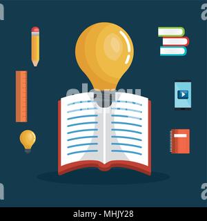 education easy learning set icons Stock Vector