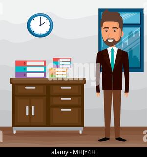 elegant businessman in the office scene Stock Vector