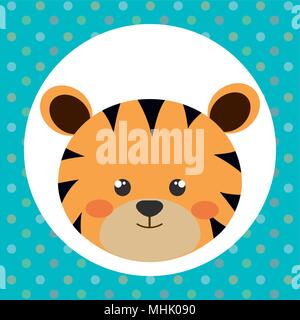 cute tiger head tender character Stock Vector