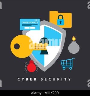 cyber security technology Stock Vector