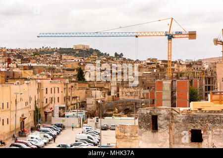 Architecture of Fez, the second largest city of Morocco. Fez was the capital city of modern Morocco until 1925 and Stock Photo