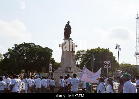 A large group of people celebrating the International Worker's Day on May 1st in Mérida Yucatán México. Stock Photo